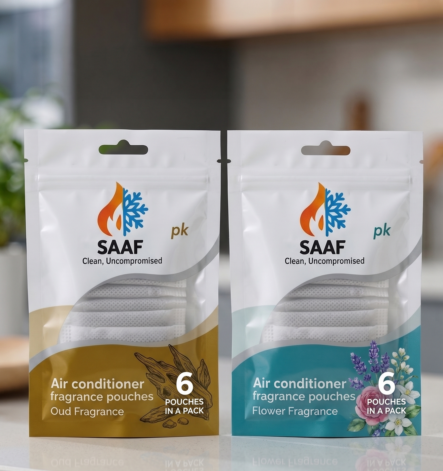 SAAF Air Conditioner Fragrance Pouches – Oud & Flower Scents (Pack of 6)